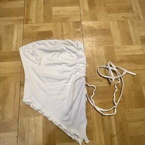 White Asymmetrical Strap Top